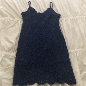 Navy blue lace midi dress